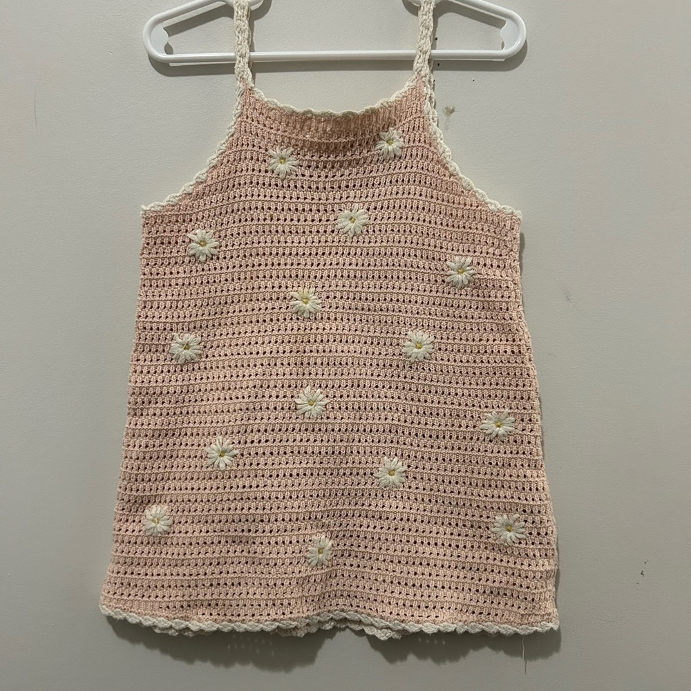 Zara Pink Crochet Daisy Dress